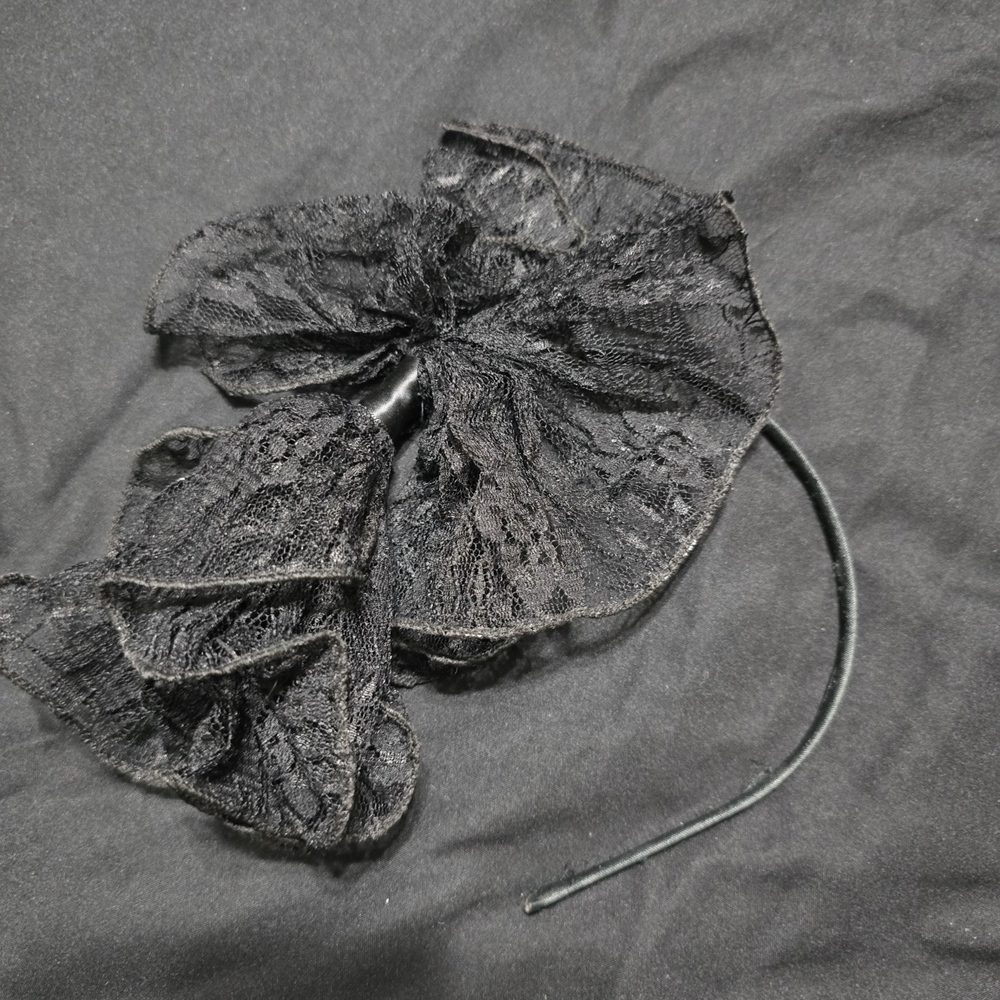 Black Lace Bow Headband